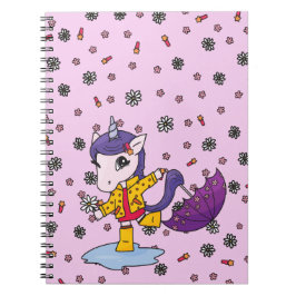 Cuaderno Unicornio floral rosa simple y dulce en el abrigo