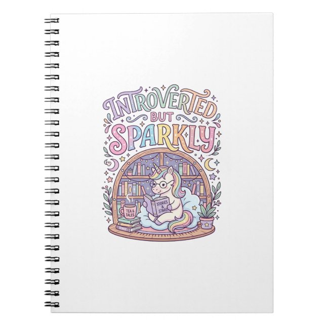 Cuaderno Unicornio Introvertido pero Original Blanco Brilla (Frente)