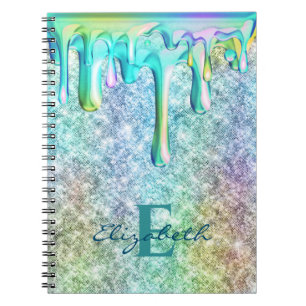 Cuaderno Unicornio lindo Brillo iridiscente gotas Brillo fa
