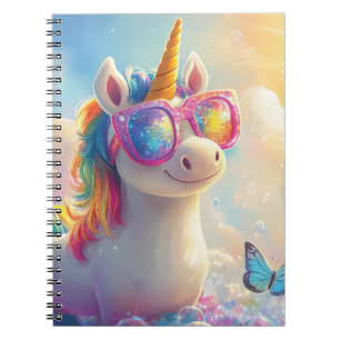 Cuaderno Unicornio lindo con gafas de sol: mágico y diverti