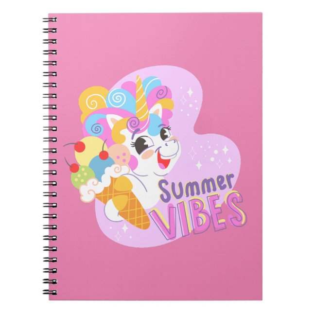 Cuaderno Unicornio lindo con helado (Frente)