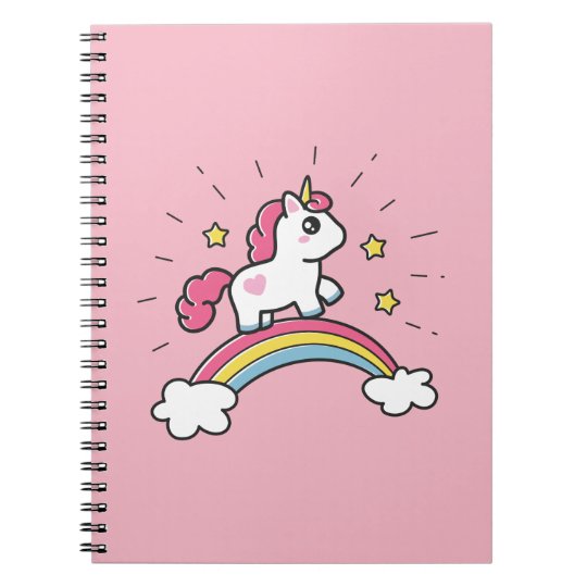 Cuaderno Unicornio Lindo En Un Diseno Del Arco Iris Zazzle Es