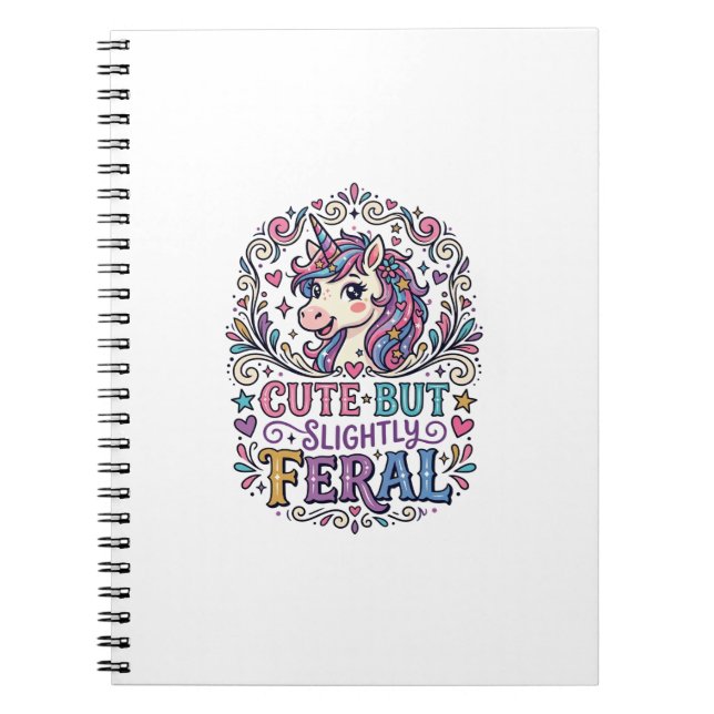 Cuaderno Unicornio Lindo pero Ligeramente Feral Fondo Blanc (Frente)