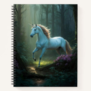 Cuaderno Unicornio mágico en un bosque encantado