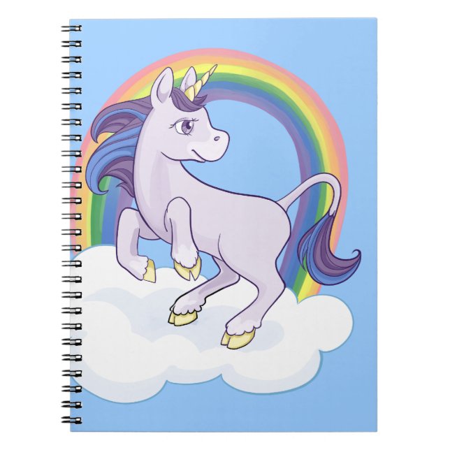 Cuaderno Unicornio mágico lindo del arco iris (Frente)