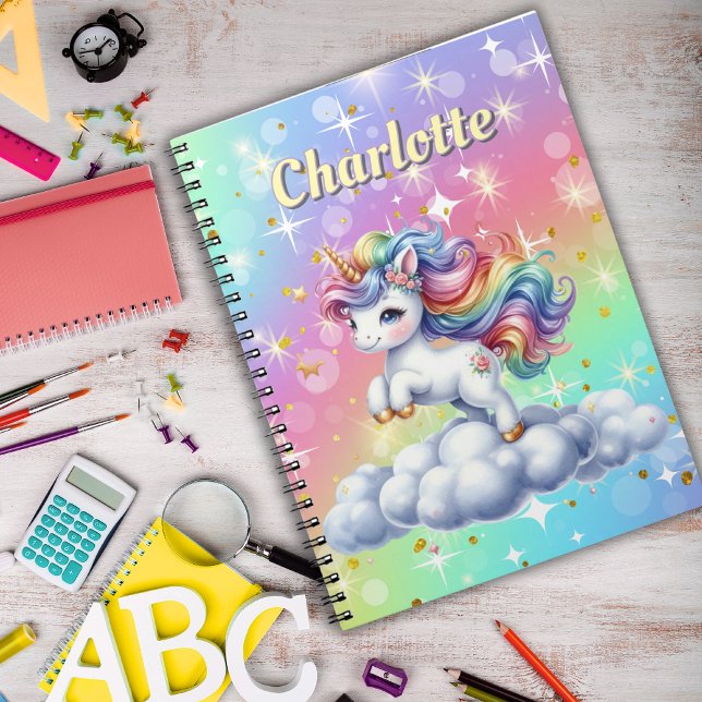 Cuaderno Unicornio mágico nube con brillo (Subido por el creador)