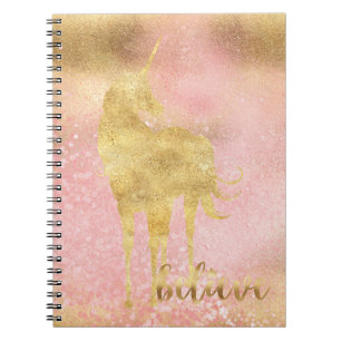 Cuaderno Unicornio mágico rosa Rubor dorado