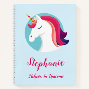 Cuaderno Unicornio mágico rosa y azul - Personalizado