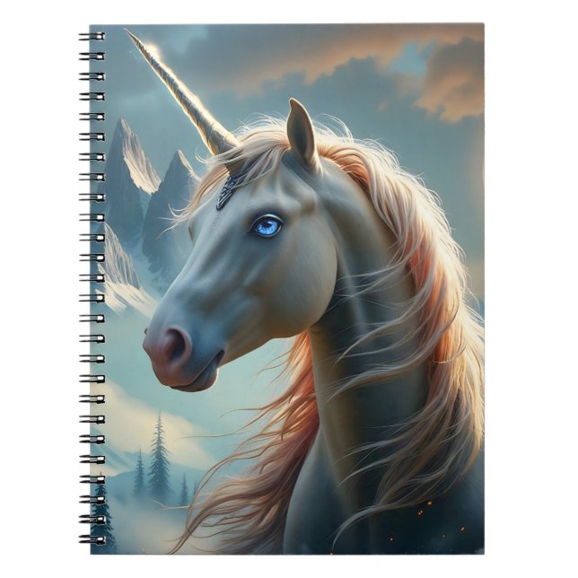 Cuaderno Unicornio místico en montañas encantadas (Frente)