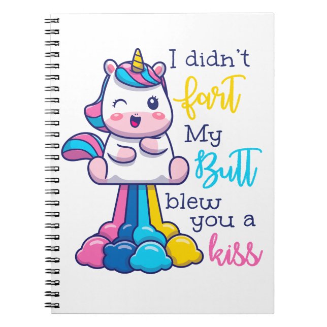 Cuaderno Unicornio, no te di un beso (Frente)
