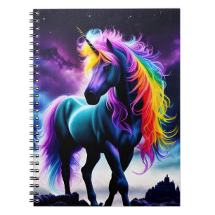 Cuaderno Unicornio oscuro con arcoiris