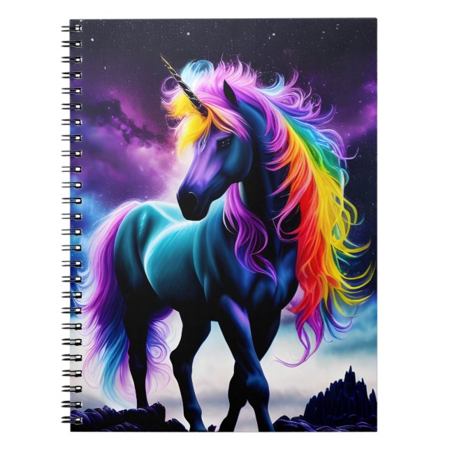 Cuaderno Unicornio oscuro con arcoiris (Frente)