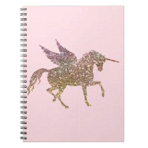 Cuaderno Unicornio Pegaso Caballo Brillante Destellos Dorad