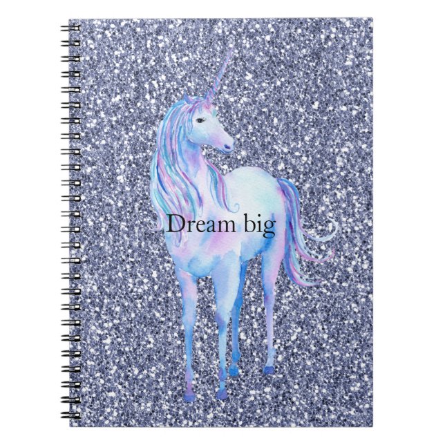 Cuaderno Unicornio Purpurina púrpura (Frente)
