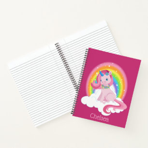 Cuaderno Unicornio Rosa & Arcoíris Personalizado