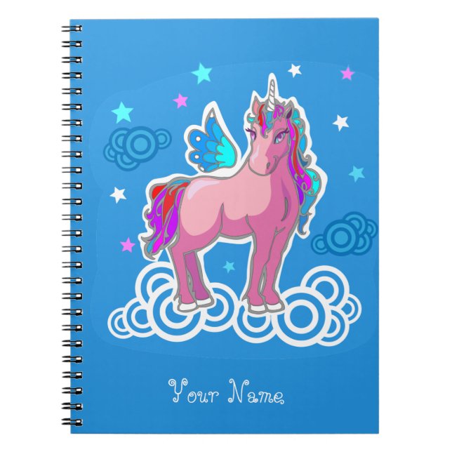 Cuaderno Unicornio rosa mágico con alas (Frente)