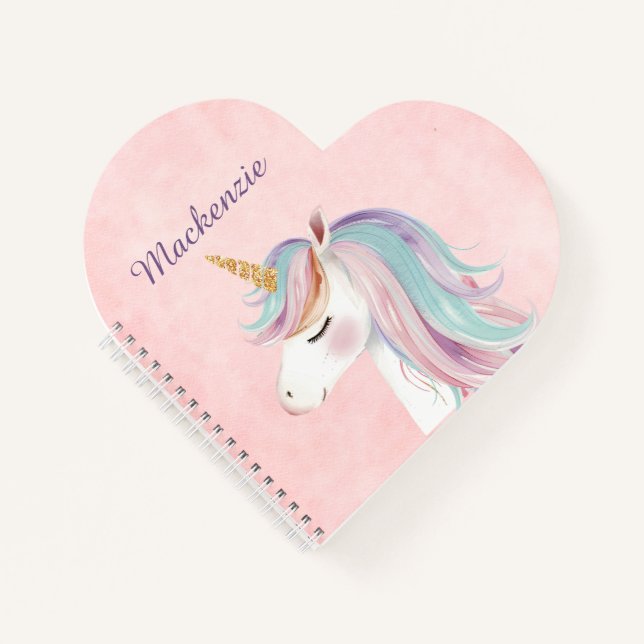 Cuaderno Unicornio rosa personalizado (Anverso)