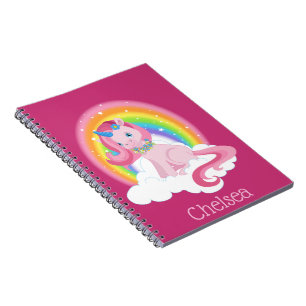 Cuaderno Unicornio Rosa Personalizado & Arcoíris