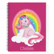 Unicornio rosa y arcoiris personalizados