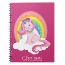 Unicornio rosa y arcoiris personalizados