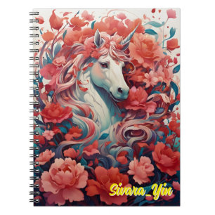 Cuaderno Unicornio Rosa y Paisaje de Sueños de Peonías Fant