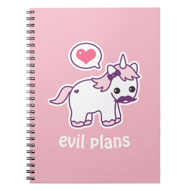 Cuaderno Unicornio rosado del bigote (Frente)
