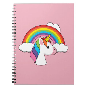 Cuaderno Unicornio y Arcoíris con Nubes Kawaii