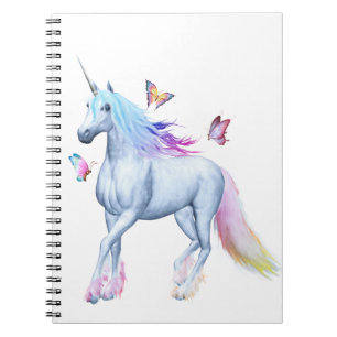 Cuaderno Unicornio y mariposas del arco iris
