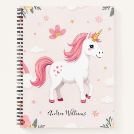 Cuaderno Unicornios, arcoíris, flores, guapo