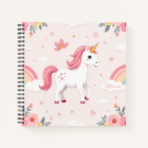 Cuaderno Unicornios Soñadores, Arcoíris, Flores, Femenino