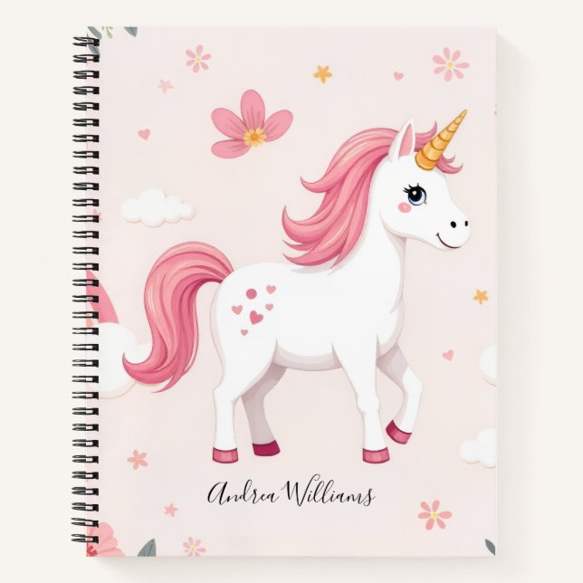 Cuaderno Unicornios Soñadores, Arcoíris, Flores, Tierno (Anverso)