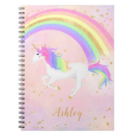 Cuaderno Unicorno | Arcoiris mágico rosa y dorado
