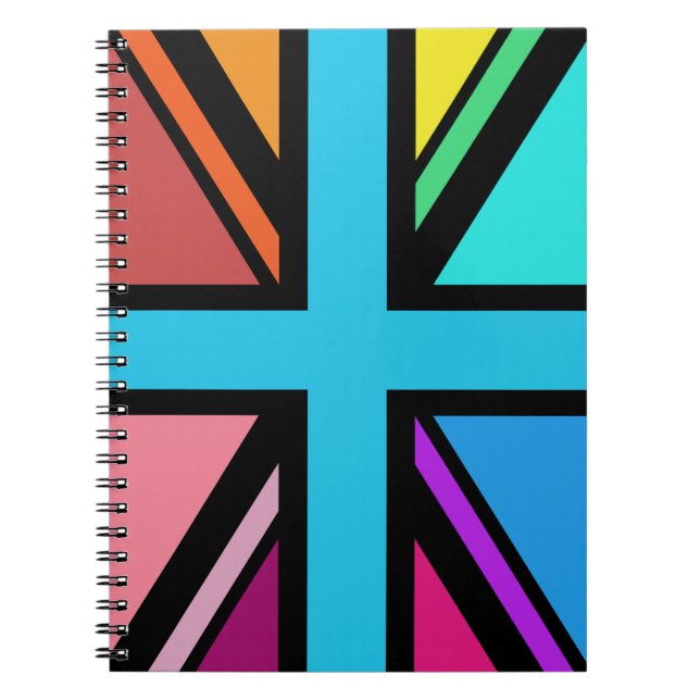 Cuaderno Unión Jack/Bandera Multicolorizado+Diseño Negro (Frente)