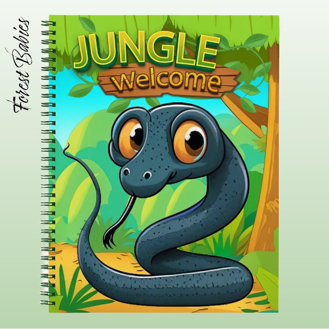 Cuaderno Unique Snake Whimsical Woodland Nature Scene 🐍 (Cute Serpent Notebook, Woodland Wildlife Animal Lover Stationery, Snake Graphic Reptile Character 🐍)