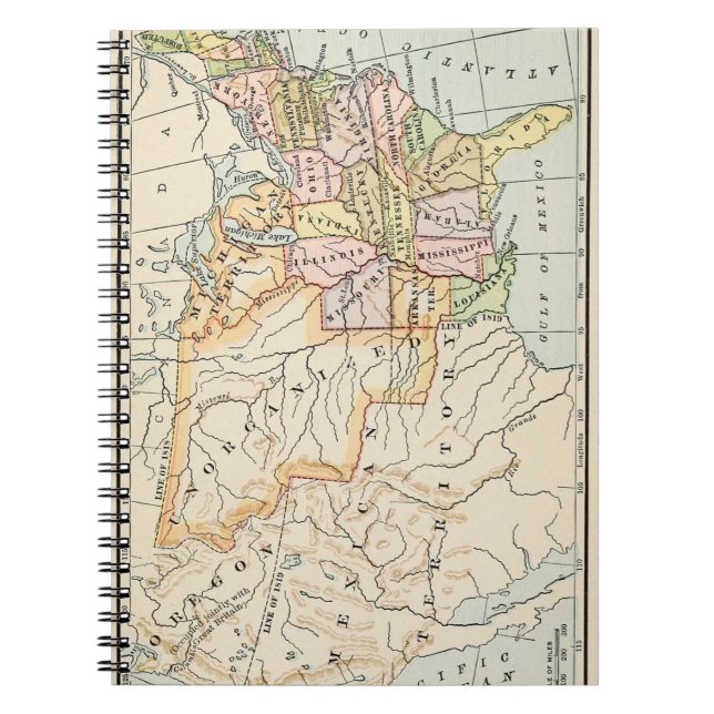 Cuaderno United States 1830 Historical Map Illustration (Frente)