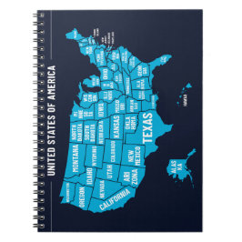 Cuaderno United States Map Teal Minimal Design