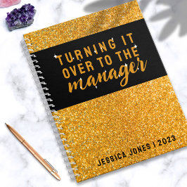 Cuaderno Universal Manager Stylish Gold Purpurina Black