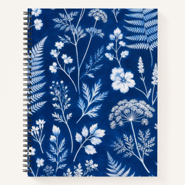 Cuaderno universitario de reglas con flores botáni (Anverso)