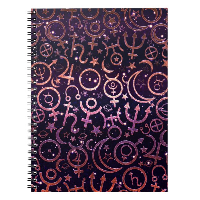 Cuaderno Universo Espacial Planetario Brillante Morado (Frente)