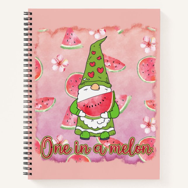 Cuaderno Uno en un melón | Gnome verde y sandía (Anverso)
