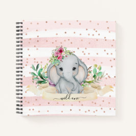 Cuaderno Uno salvaje - Elefante bebé y flores