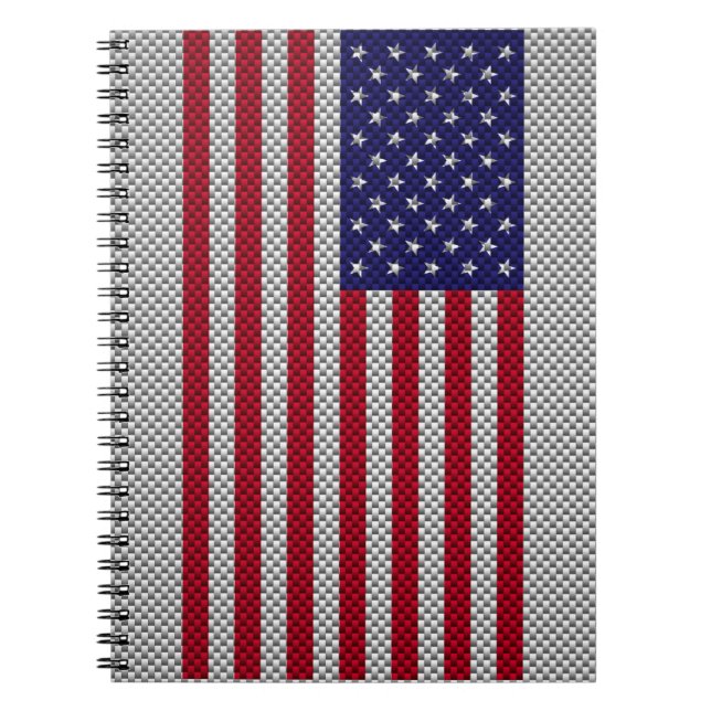 Cuaderno US Flag on Carbon Fiber Style Decor (Frente)
