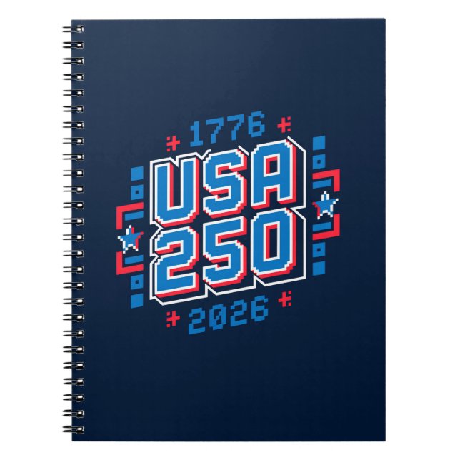 Cuaderno USA 250 - 1776 a 2026 Pixel Art (Frente)