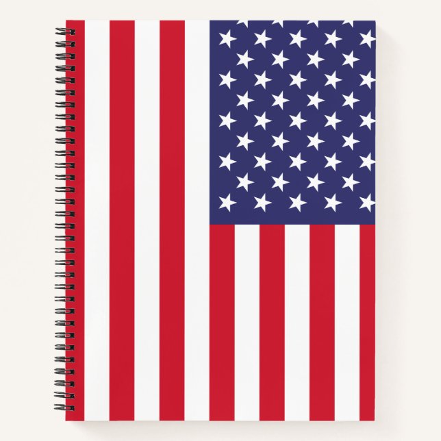 Cuaderno USA Flag Patriotic American Red White Blue Spiral  (Anverso)