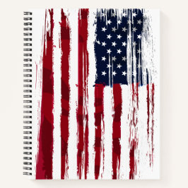 Cuaderno USA Flag Patriotic American Red White Blue Spiral