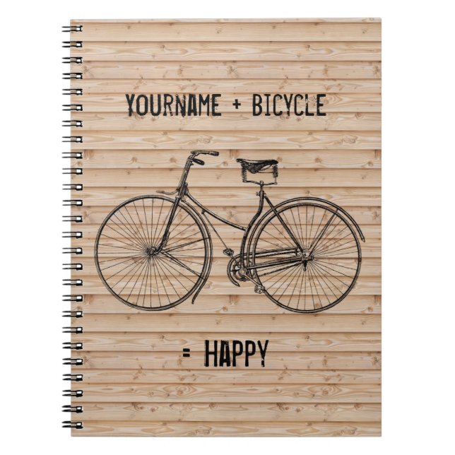 Cuaderno Usted más la bicicleta iguala beige de madera (Frente)
