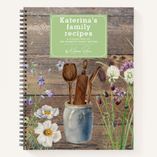 Cuaderno Utensilios de cocina de flores silvestres Receta f