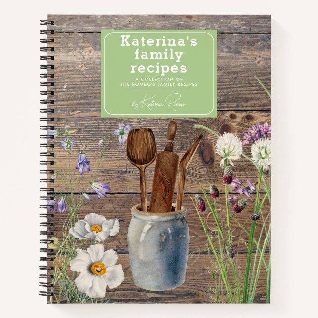 Cuaderno Utensilios de cocina de flores silvestres Receta f (Anverso)