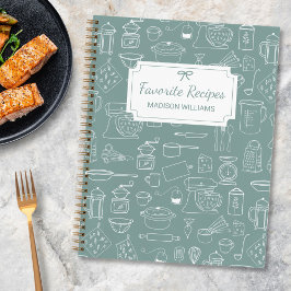 Cuaderno Utensilios de Cocina Modernos Vintage Dibujo Recet