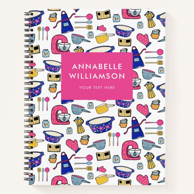 Cuaderno Utensilios de cocina Recetas de pastelero de chef  (Anverso)